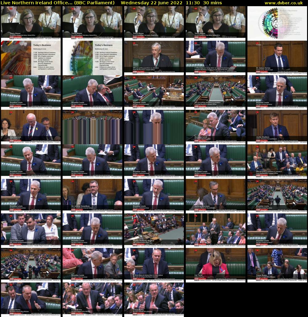 Live Northern Ireland Office... (BBC Parliament) Wednesday 22 June 2022 11:30 - 12:00