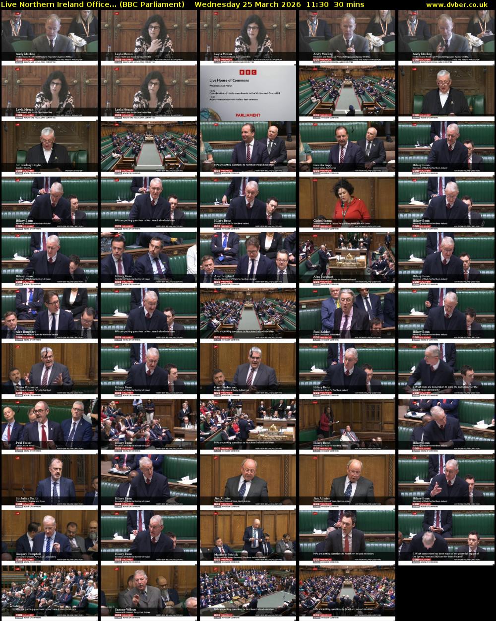 Live Northern Ireland Office... (BBC Parliament) Wednesday 25 March 2026 11:30 - 12:00