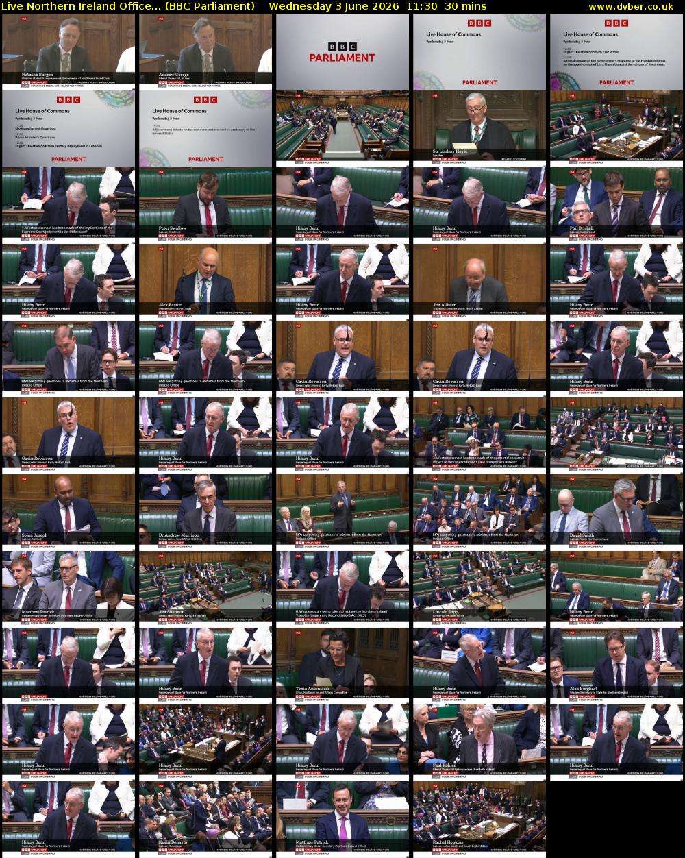 Live Northern Ireland Office... (BBC Parliament) Wednesday 3 June 2026 11:30 - 12:00