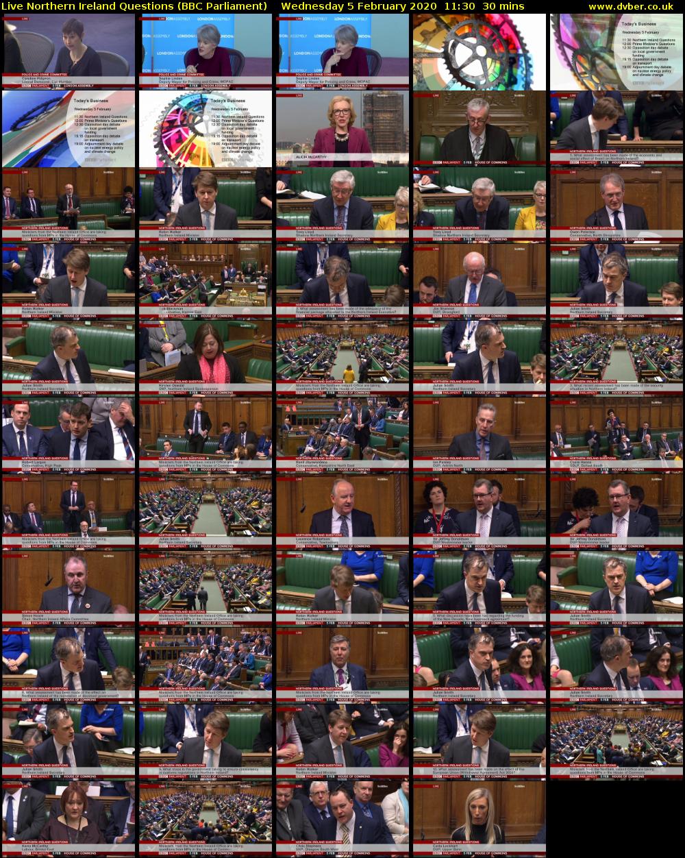 Live Northern Ireland Questions (BBC Parliament) Wednesday 5 February 2020 11:30 - 12:00
