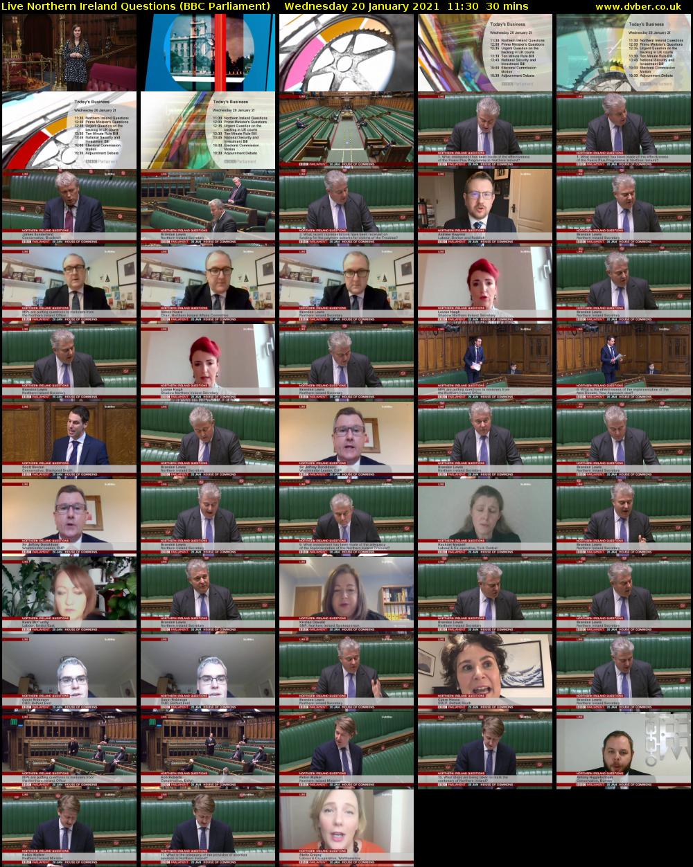 Live Northern Ireland Questions (BBC Parliament) Wednesday 20 January 2021 11:30 - 12:00