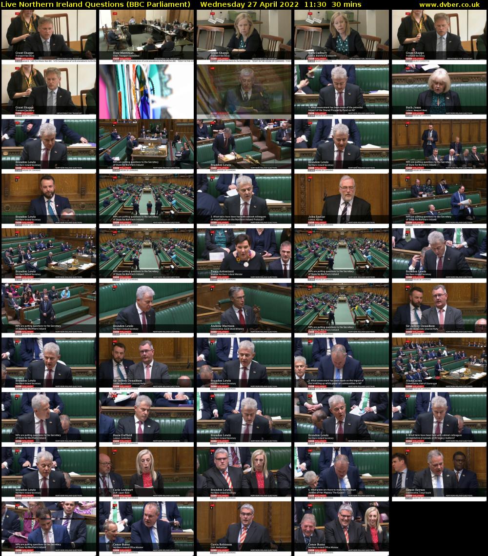 Live Northern Ireland Questions (BBC Parliament) Wednesday 27 April 2022 11:30 - 12:00