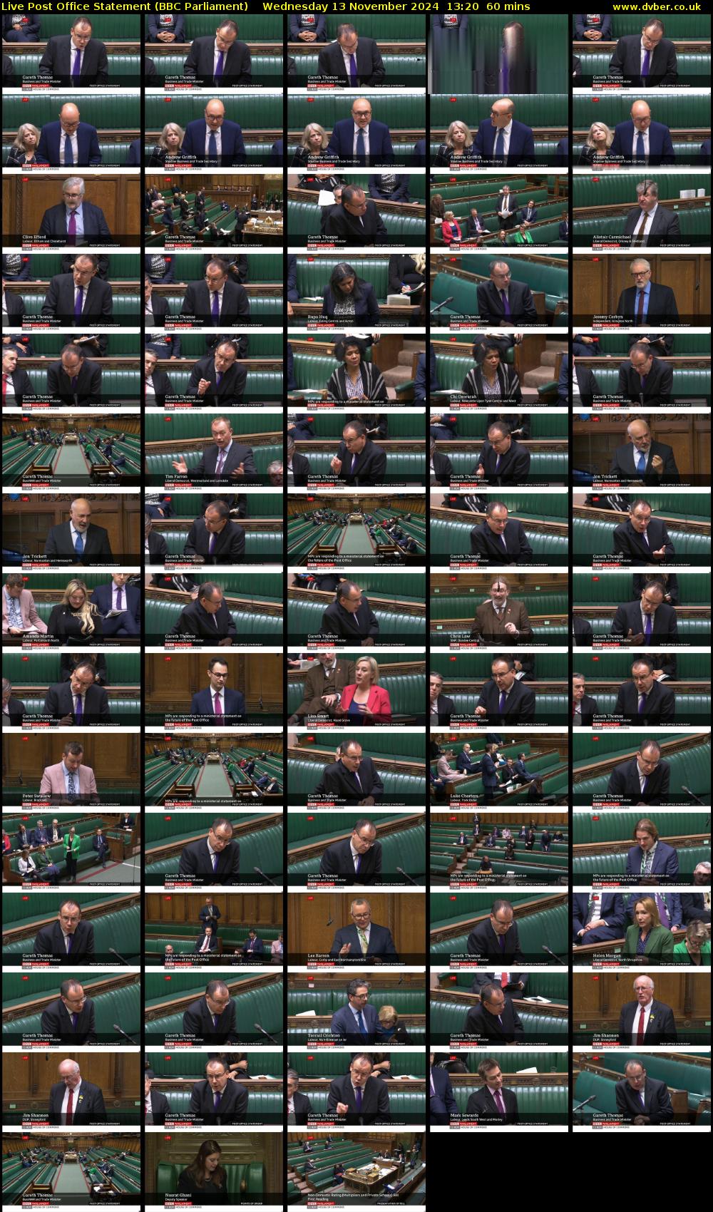 Live Post Office Statement (BBC Parliament) Wednesday 13 November 2024 13:20 - 14:20