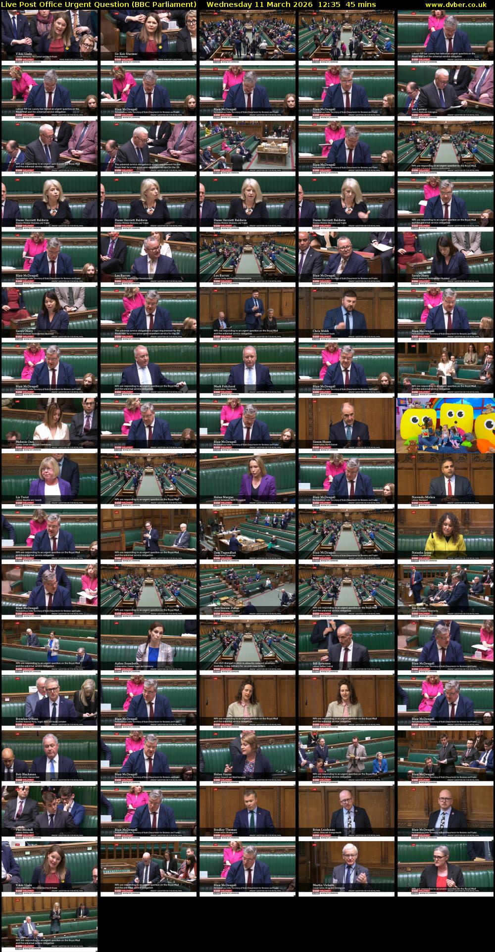 Live Post Office Urgent Question (BBC Parliament) Wednesday 11 March 2026 12:35 - 13:20