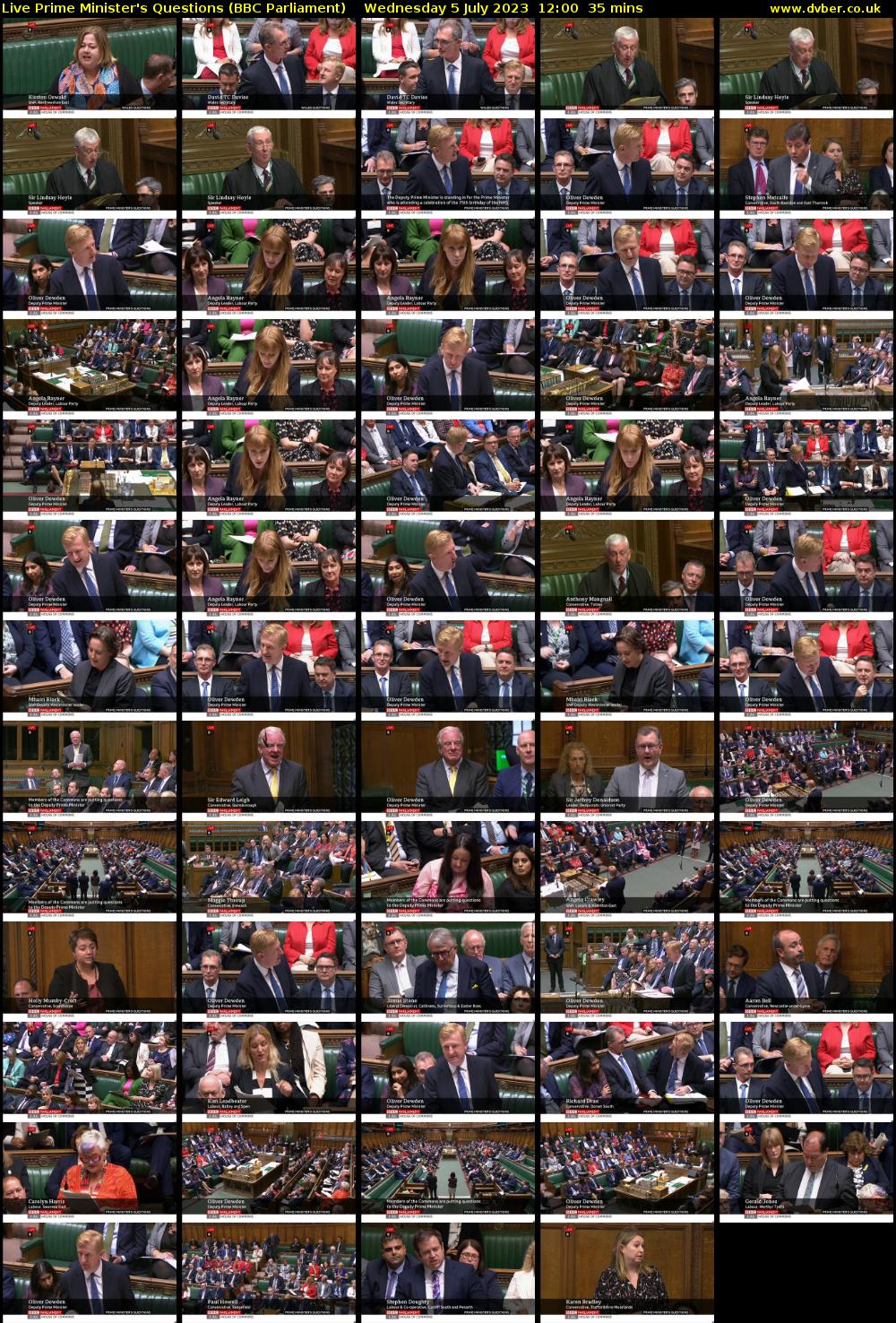 Live Prime Minister's Questions (BBC Parliament) Wednesday 5 July 2023 12:00 - 12:35