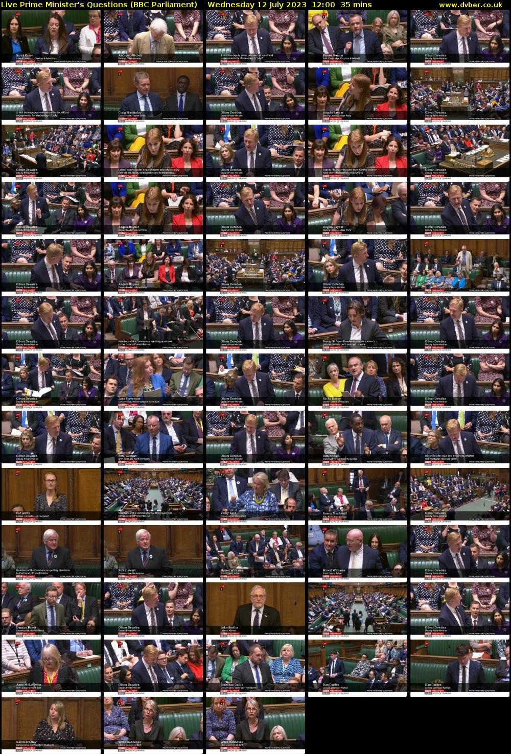 Live Prime Minister's Questions (BBC Parliament) Wednesday 12 July 2023 12:00 - 12:35