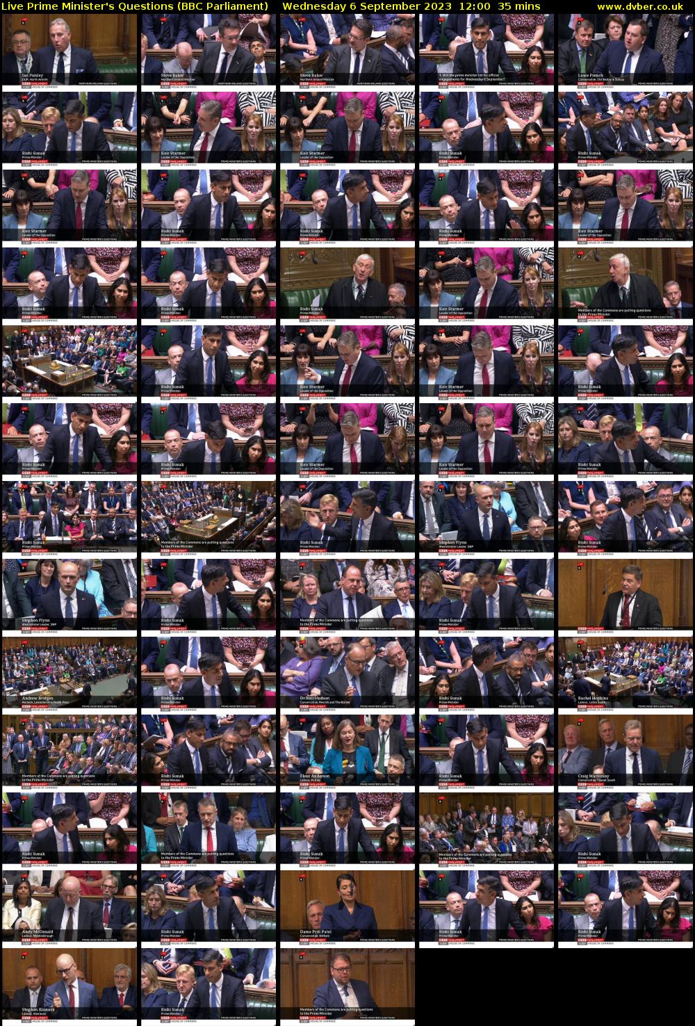 Live Prime Minister's Questions (BBC Parliament) Wednesday 6 September 2023 12:00 - 12:35