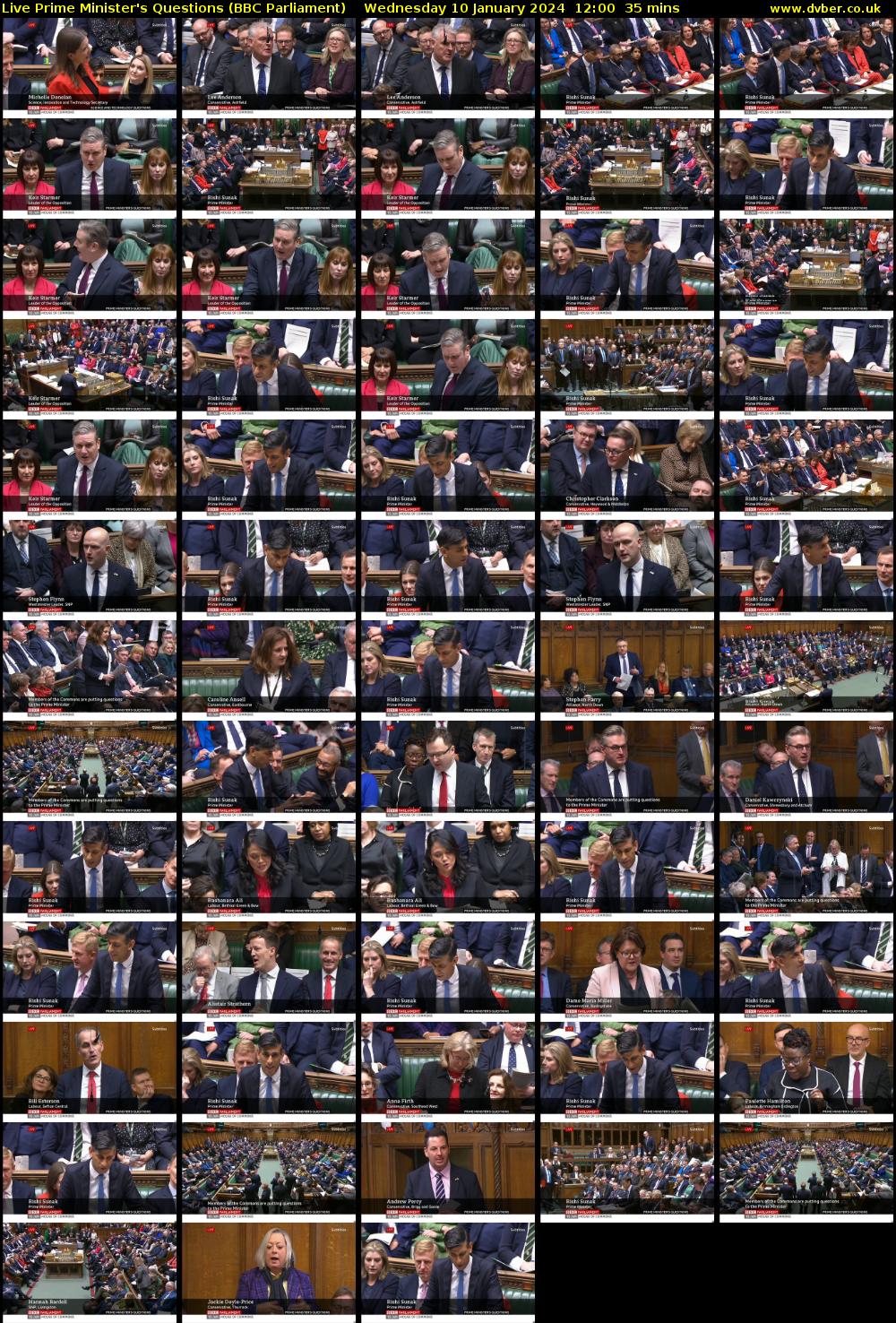Live Prime Minister's Questions (BBC Parliament) Wednesday 10 January 2024 12:00 - 12:35