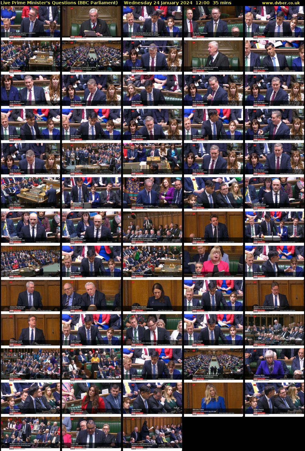 Live Prime Minister's Questions (BBC Parliament) Wednesday 24 January 2024 12:00 - 12:35