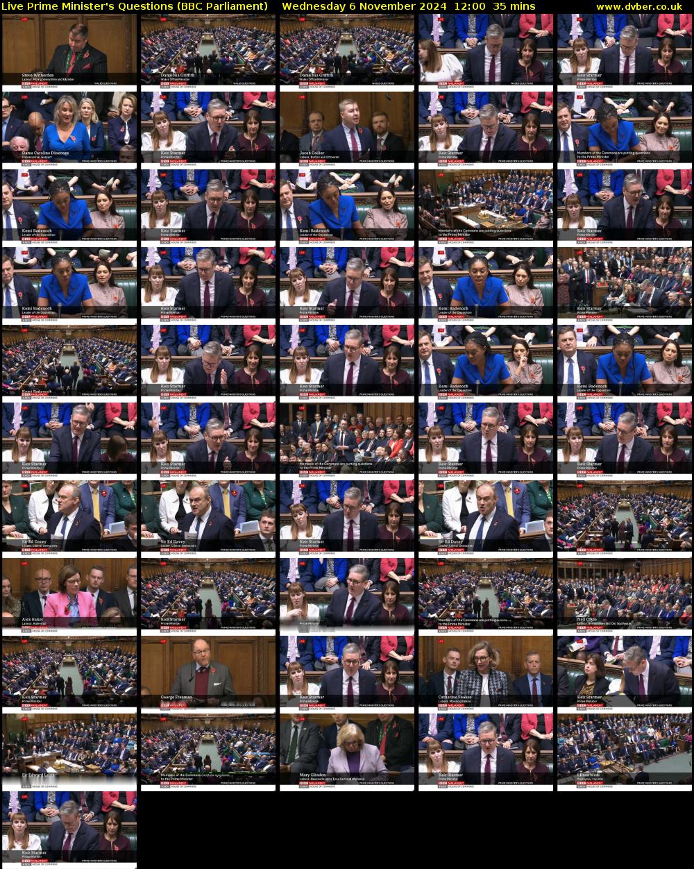 Live Prime Minister's Questions (BBC Parliament) Wednesday 6 November 2024 12:00 - 12:35