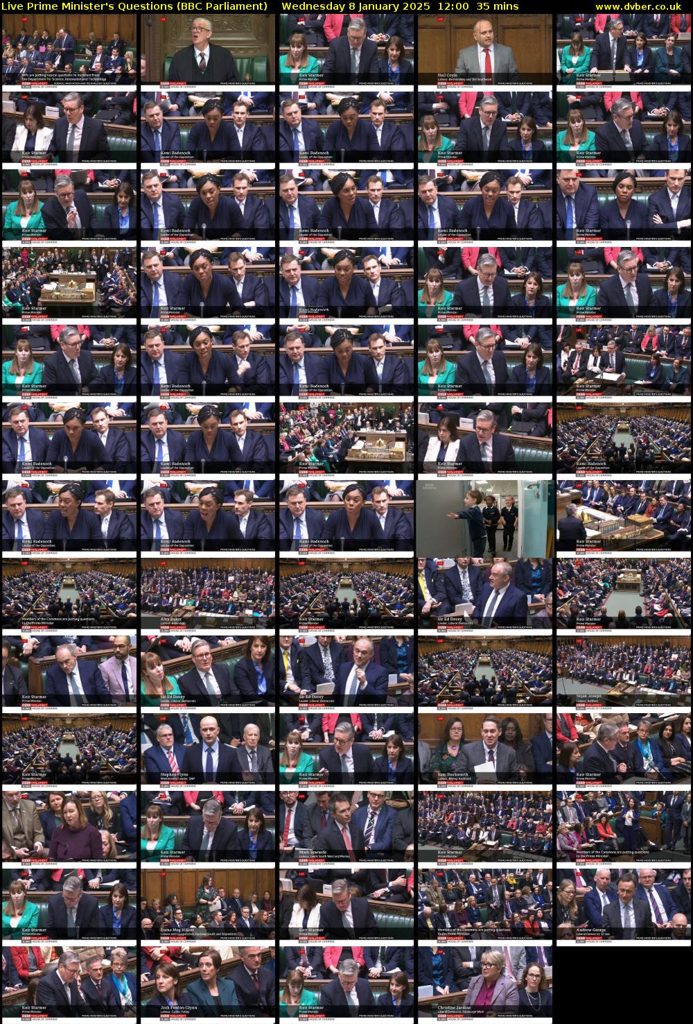 Live Prime Minister's Questions (BBC Parliament) Wednesday 8 January 2025 12:00 - 12:35
