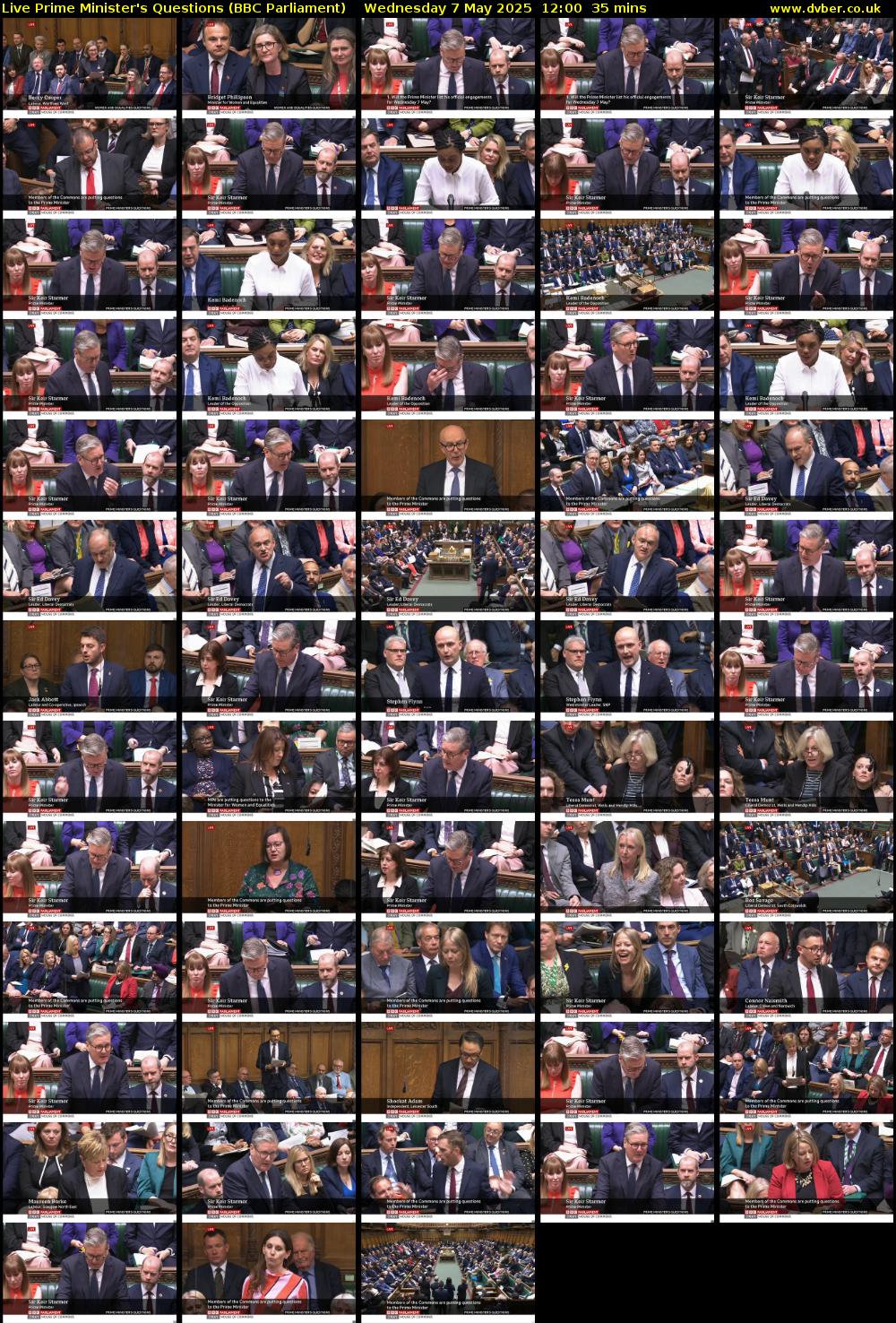 Live Prime Minister's Questions (BBC Parliament) Wednesday 7 May 2025 12:00 - 12:35