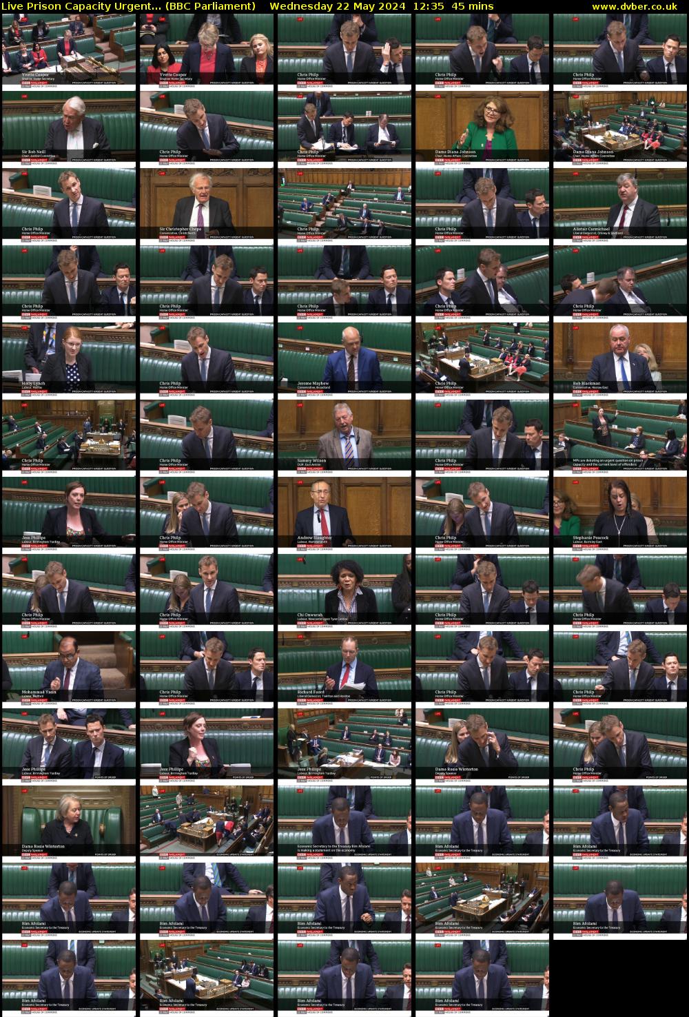 Live Prison Capacity Urgent... (BBC Parliament) Wednesday 22 May 2024 12:35 - 13:20