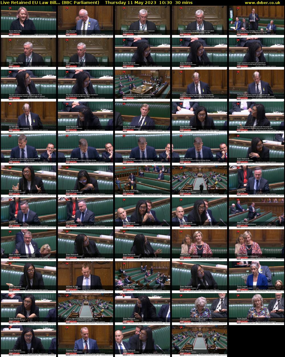Live Retained EU Law Bill... (BBC Parliament) Thursday 11 May 2023 10:30 - 11:00
