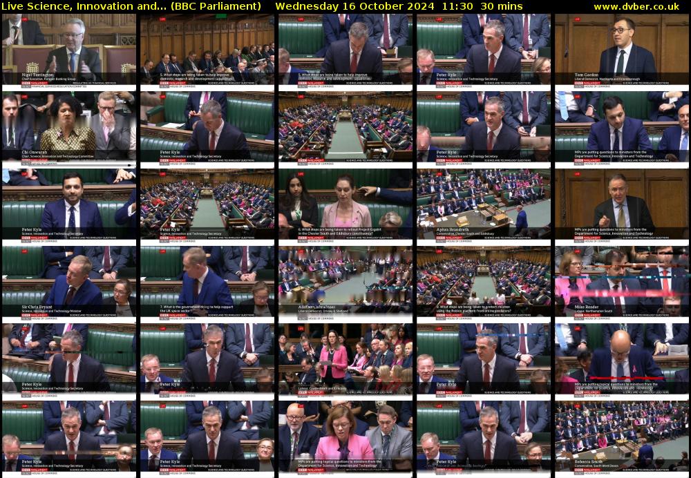 Live Science, Innovation and... (BBC Parliament) Wednesday 16 October 2024 11:30 - 12:00