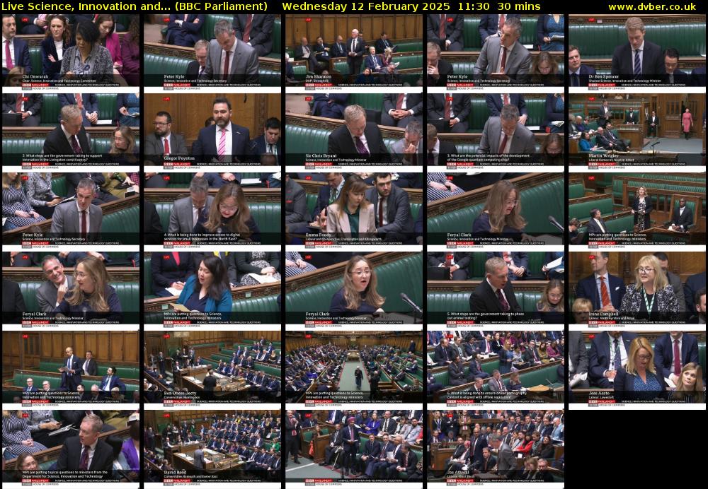 Live Science, Innovation and... (BBC Parliament) Wednesday 12 February 2025 11:30 - 12:00