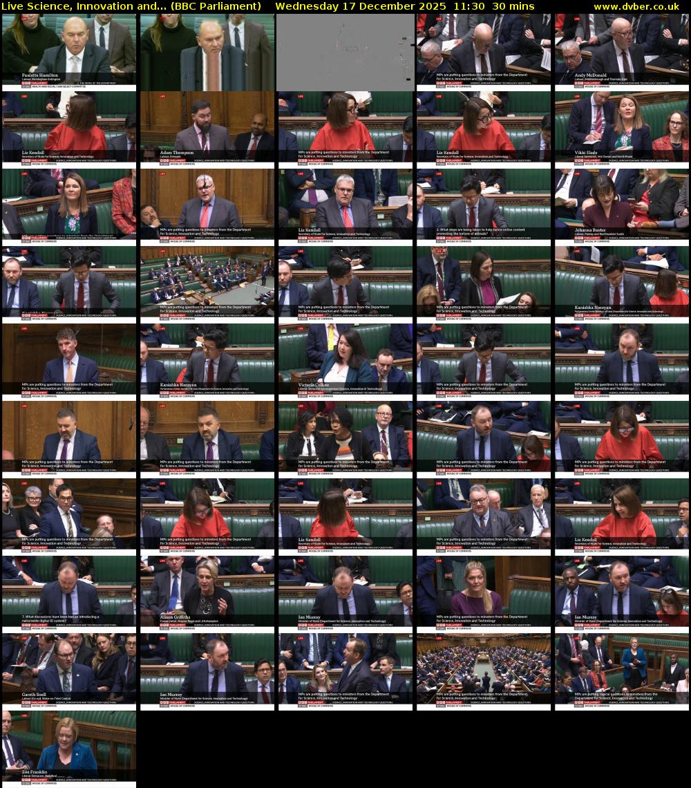 Live Science, Innovation and... (BBC Parliament) Wednesday 17 December 2025 11:30 - 12:00