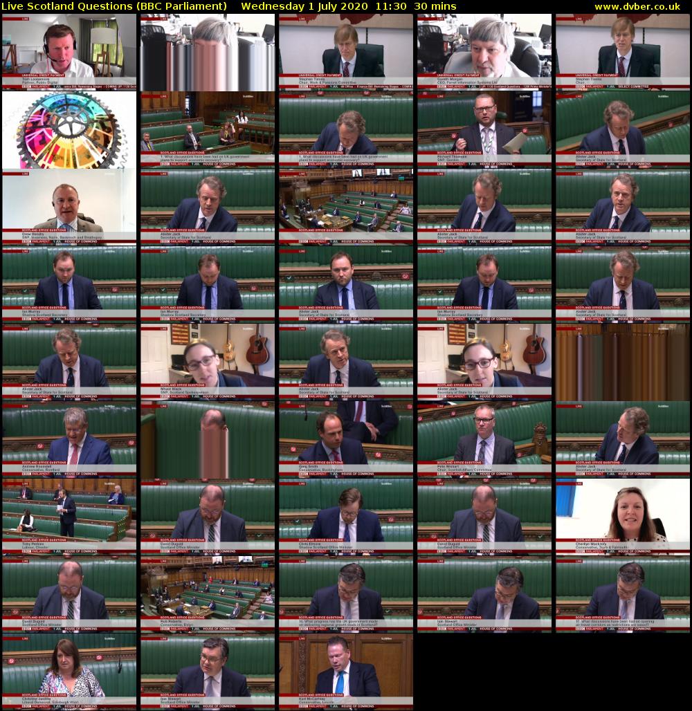 Live Scotland Questions (BBC Parliament) Wednesday 1 July 2020 11:30 - 12:00