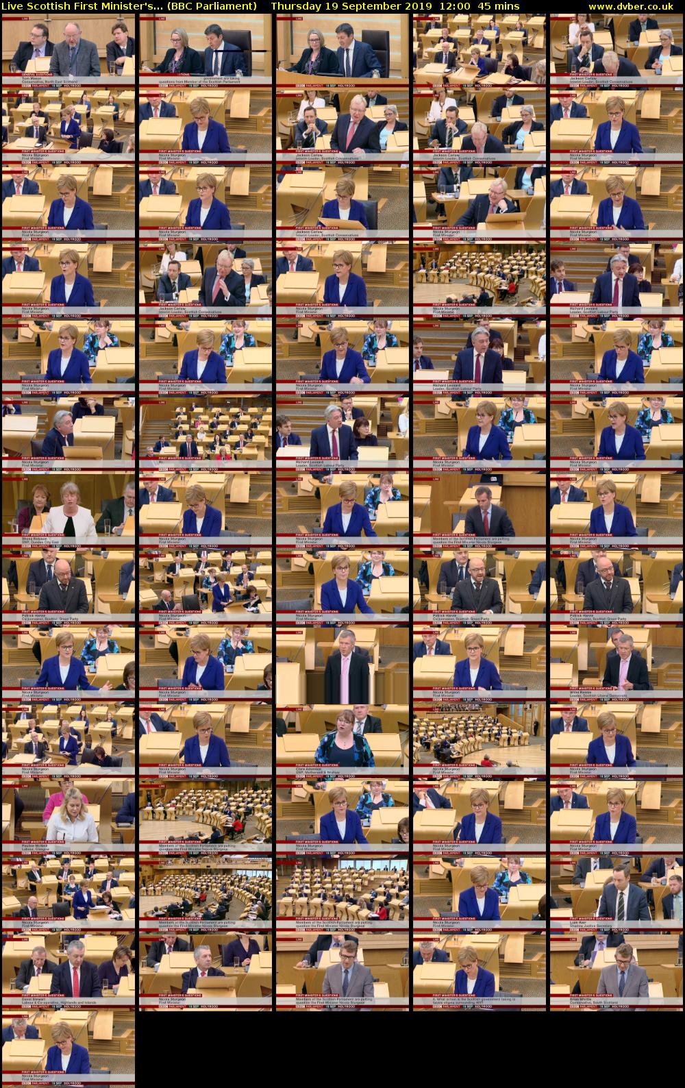 Live Scottish First Minister's... (BBC Parliament) Thursday 19 September 2019 12:00 - 12:45