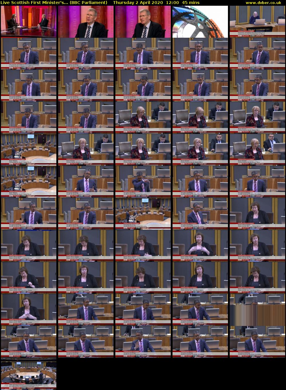 Live Scottish First Minister's... (BBC Parliament) Thursday 2 April 2020 12:00 - 12:45