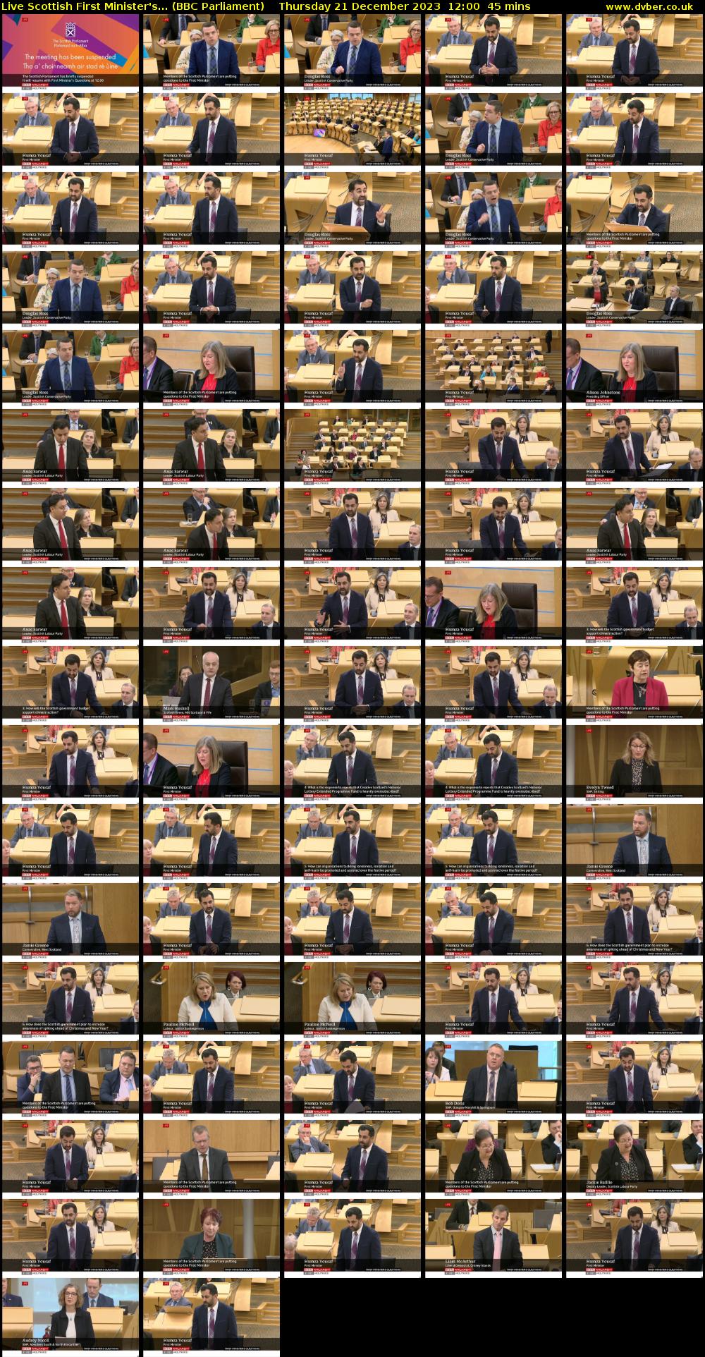 Live Scottish First Minister's... (BBC Parliament) Thursday 21 December 2023 12:00 - 12:45
