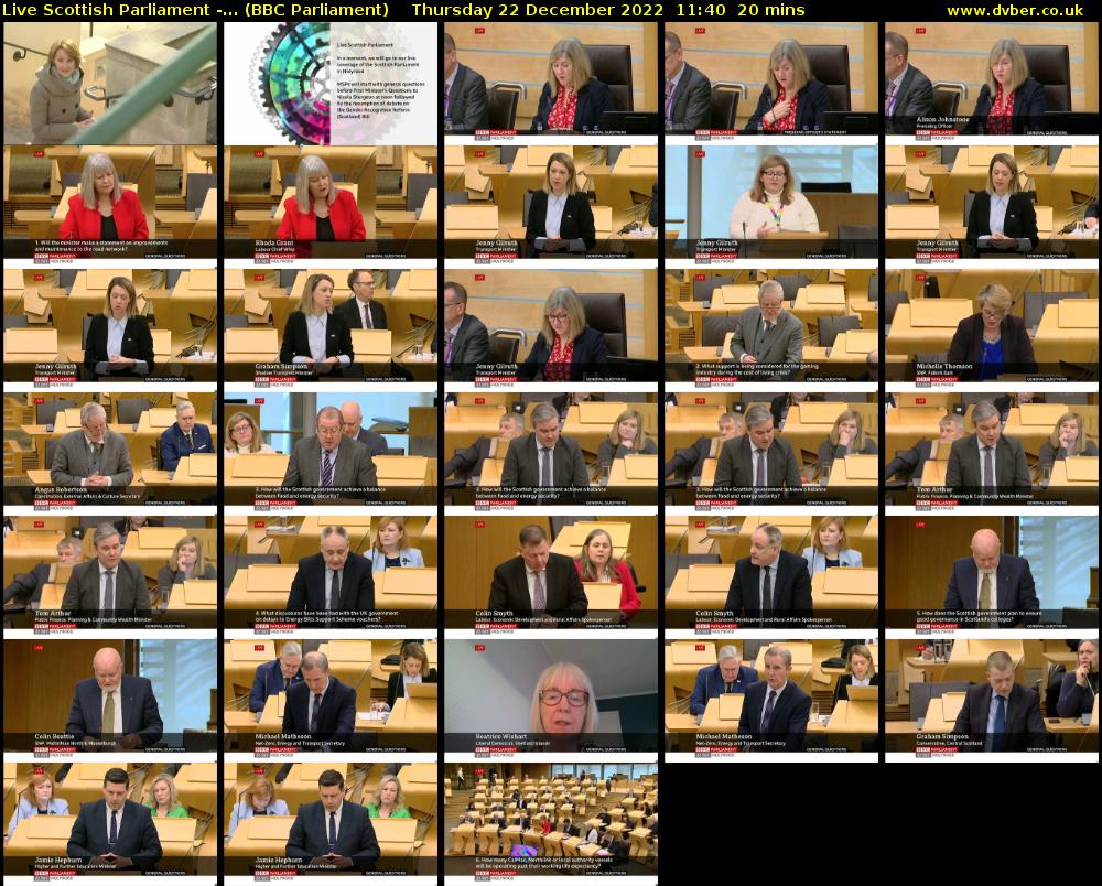 Live Scottish Parliament -... (BBC Parliament) Thursday 22 December 2022 11:40 - 12:00