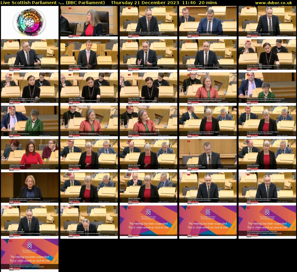 Live Scottish Parliament -... (BBC Parliament) Thursday 21 December 2023 11:40 - 12:00