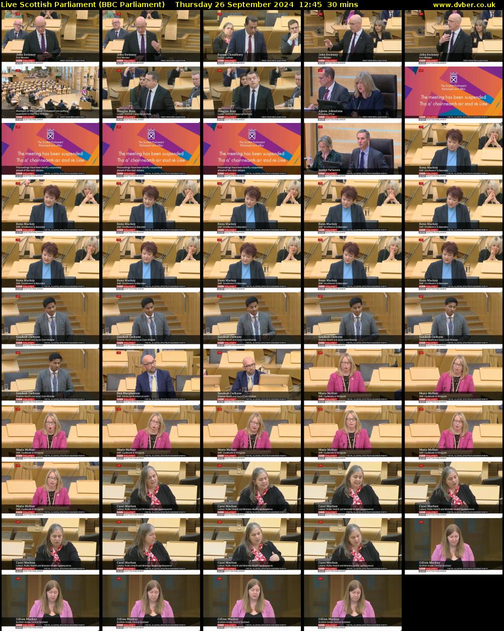 Live Scottish Parliament (BBC Parliament) Thursday 26 September 2024 12:45 - 13:15