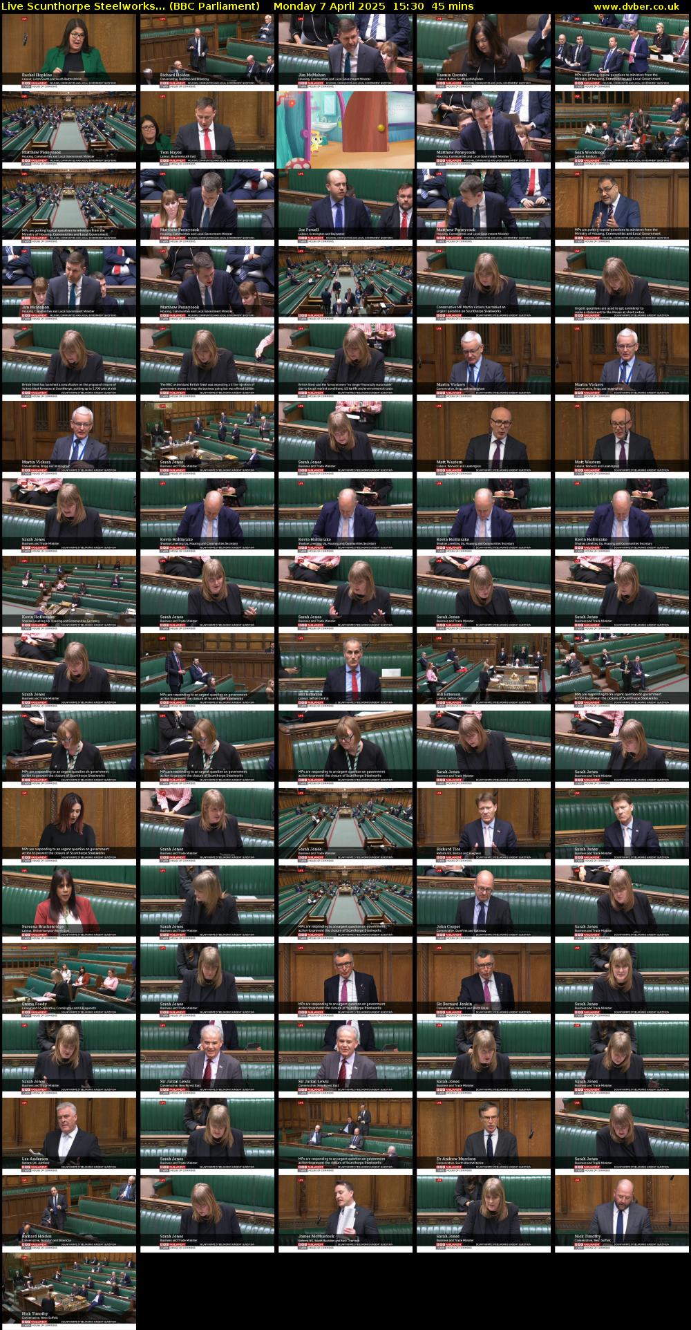 Live Scunthorpe Steelworks... (BBC Parliament) Monday 7 April 2025 15:30 - 16:15
