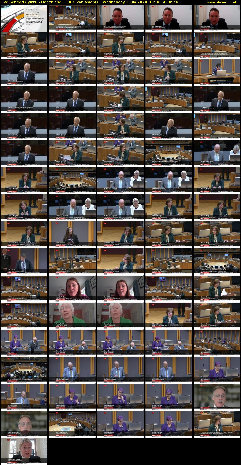 Live Senedd Cymru - Health and... (BBC Parliament) Wednesday 3 July 2024 13:30 - 14:15