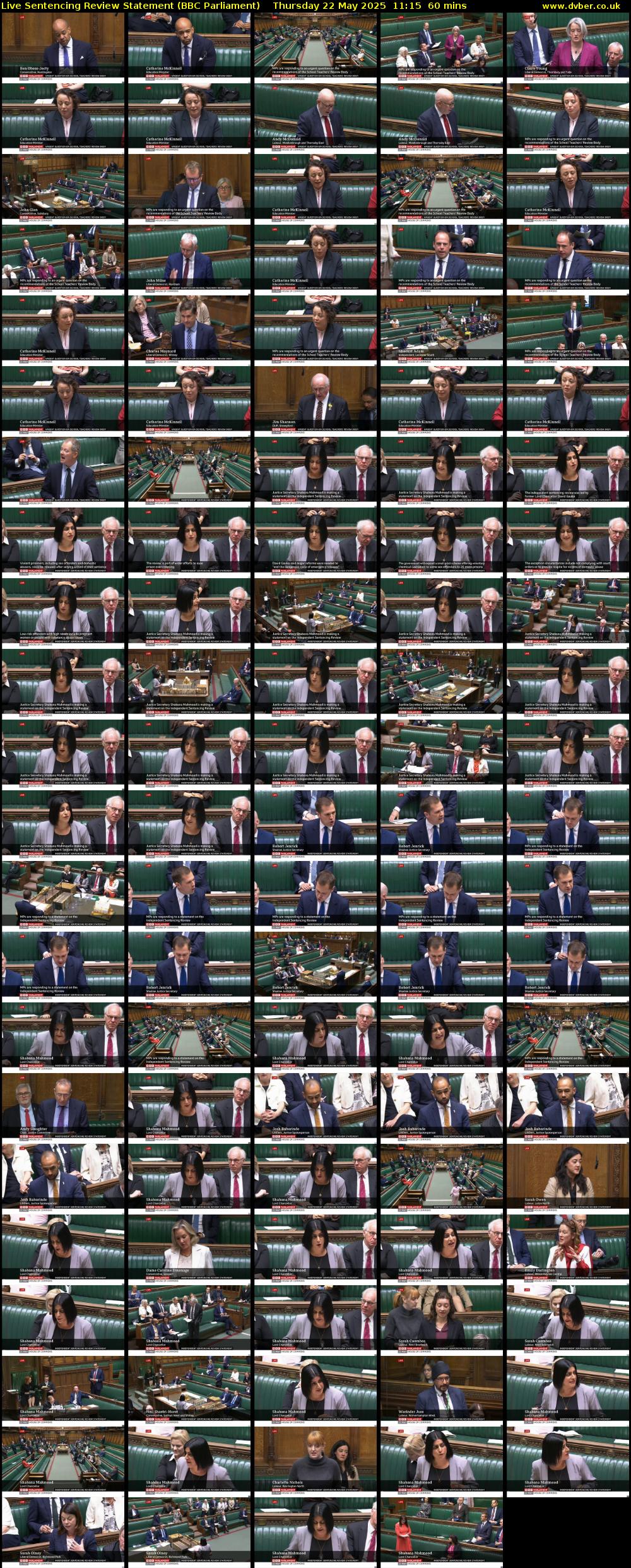 Live Sentencing Review Statement (BBC Parliament) Thursday 22 May 2025 11:15 - 12:15