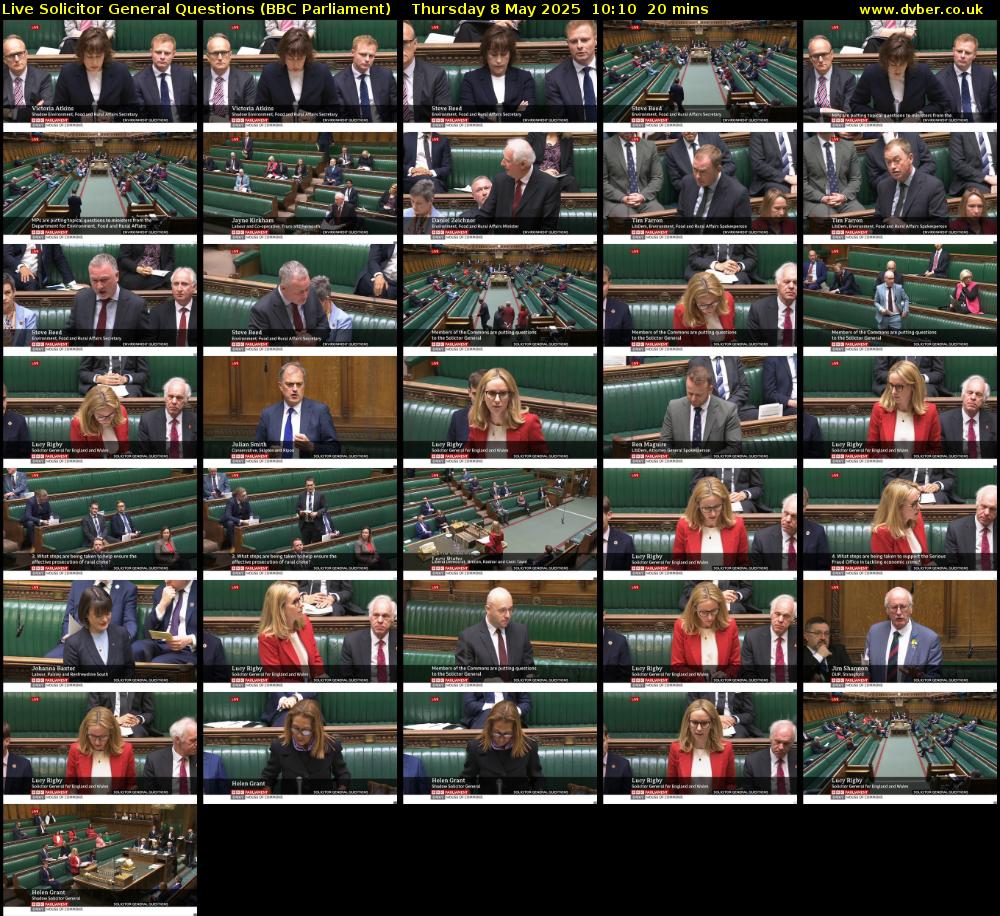 Live Solicitor General Questions (BBC Parliament) Thursday 8 May 2025 10:10 - 10:30