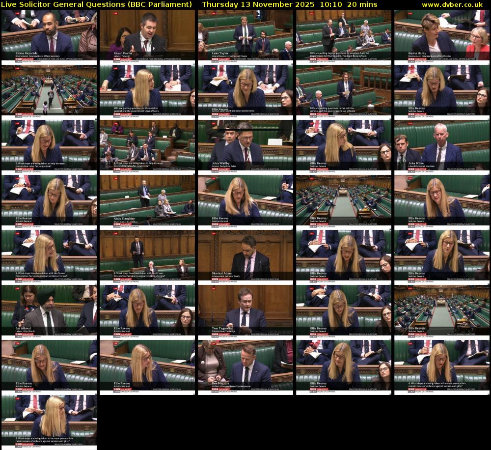 Live Solicitor General Questions (BBC Parliament) Thursday 13 November 2025 10:10 - 10:30