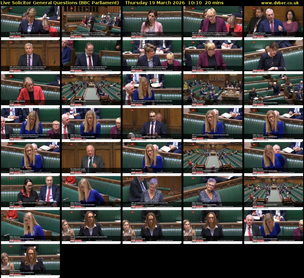 Live Solicitor General Questions (BBC Parliament) Thursday 19 March 2026 10:10 - 10:30