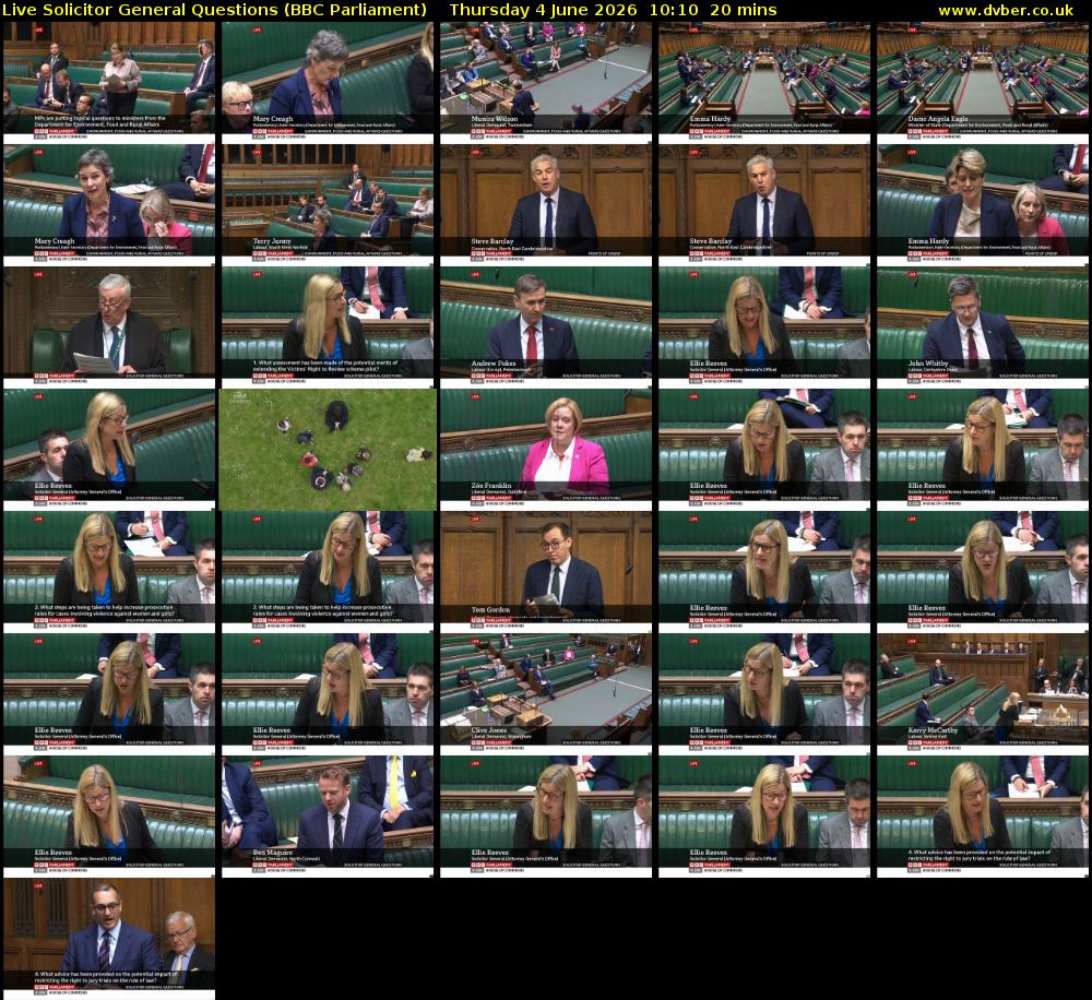 Live Solicitor General Questions (BBC Parliament) Thursday 4 June 2026 10:10 - 10:30