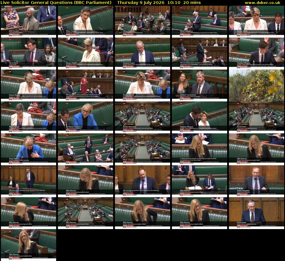 Live Solicitor General Questions (BBC Parliament) Thursday 9 July 2026 10:10 - 10:30