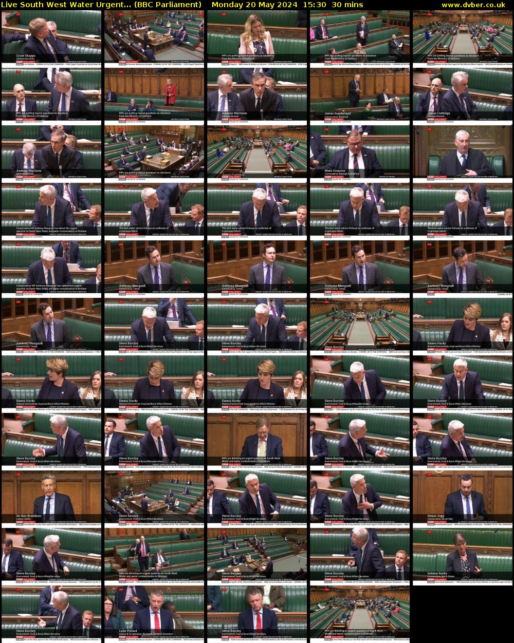 Live South West Water Urgent... (BBC Parliament) Monday 20 May 2024 15:30 - 16:00