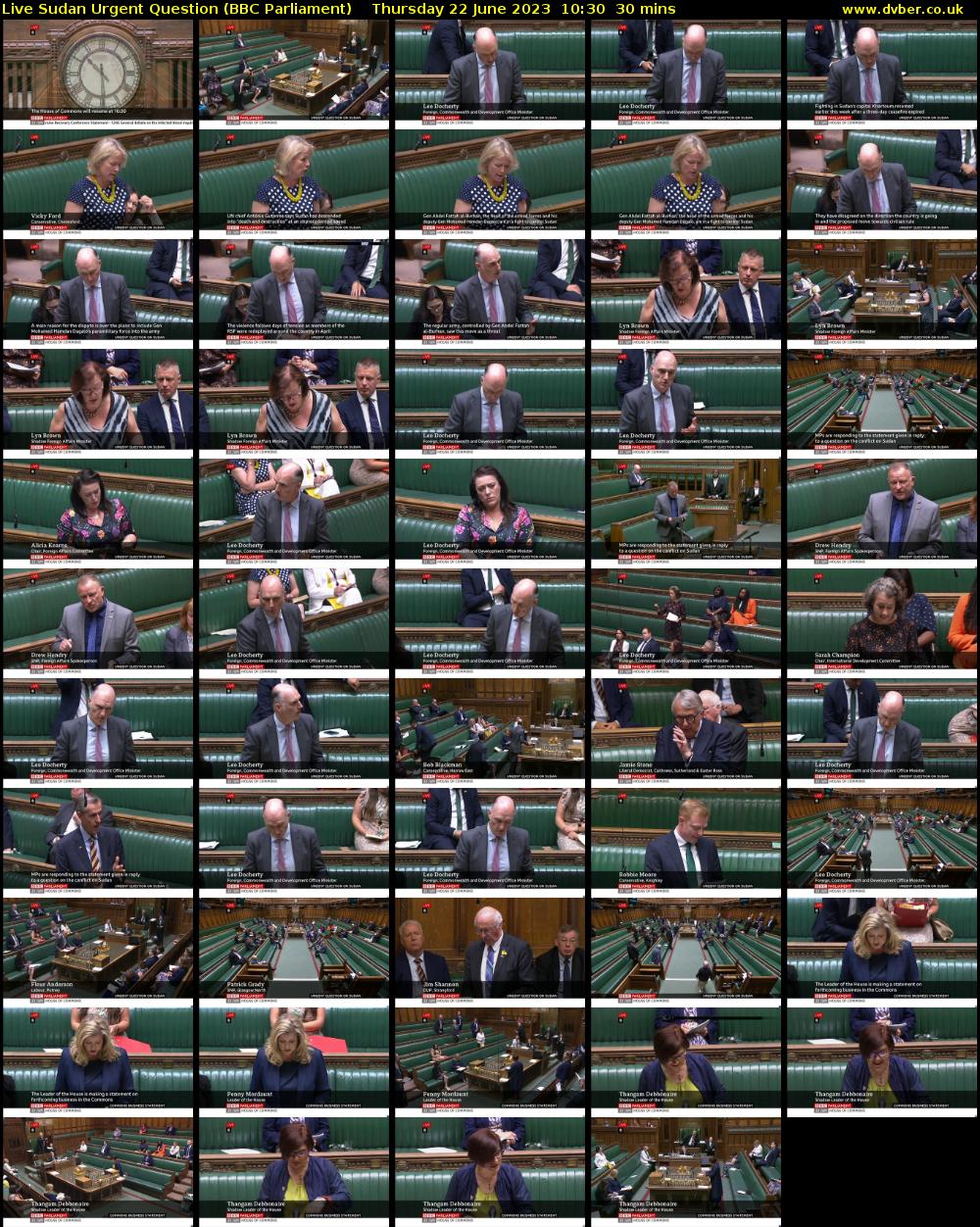 Live Sudan Urgent Question (BBC Parliament) Thursday 22 June 2023 10:30 - 11:00