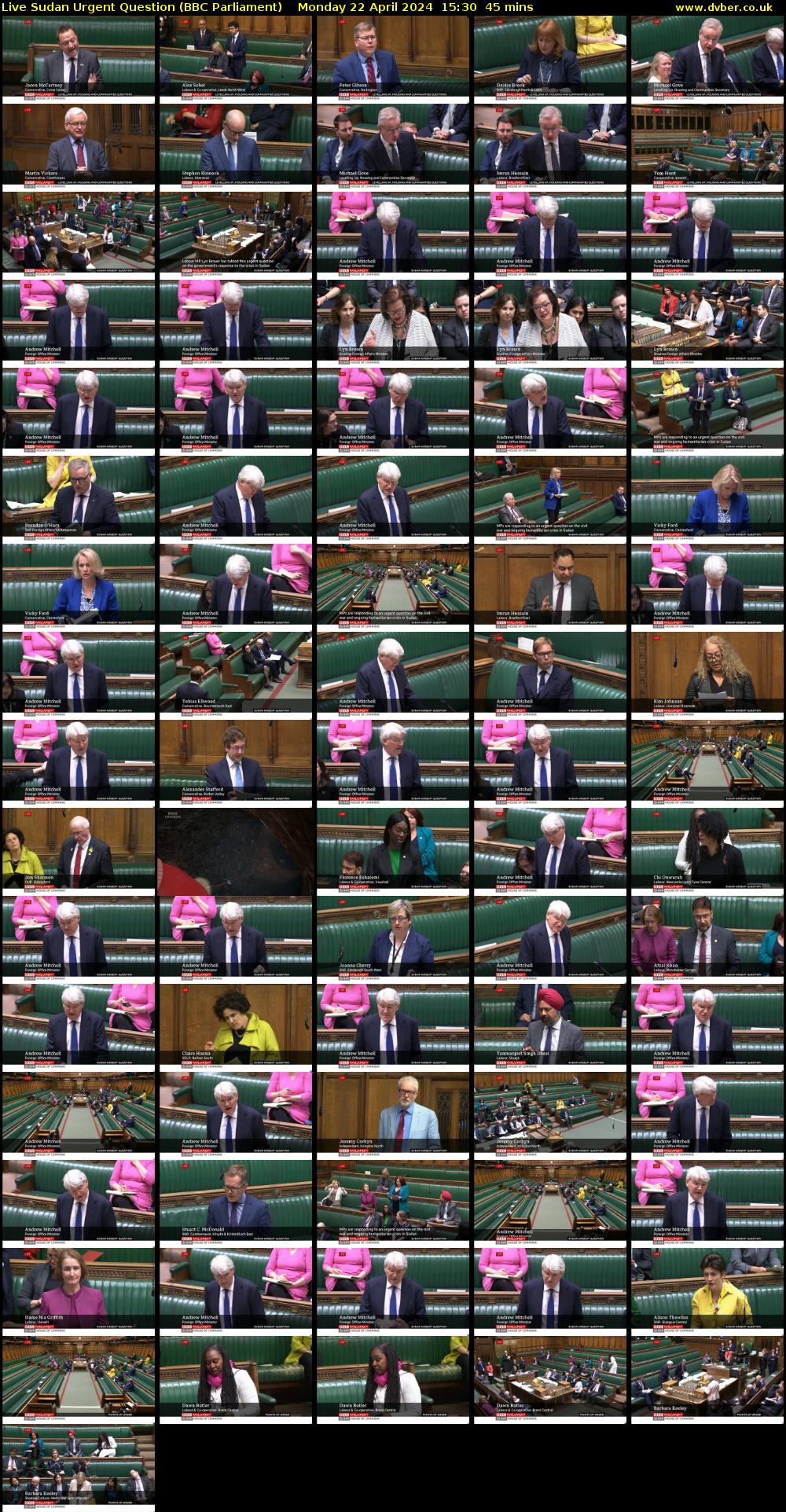 Live Sudan Urgent Question (BBC Parliament) Monday 22 April 2024 15:30 - 16:15