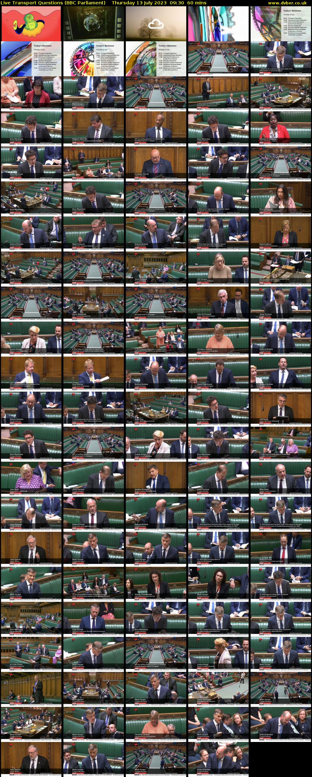 Live Transport Questions (BBC Parliament) Thursday 13 July 2023 09:30 - 10:30