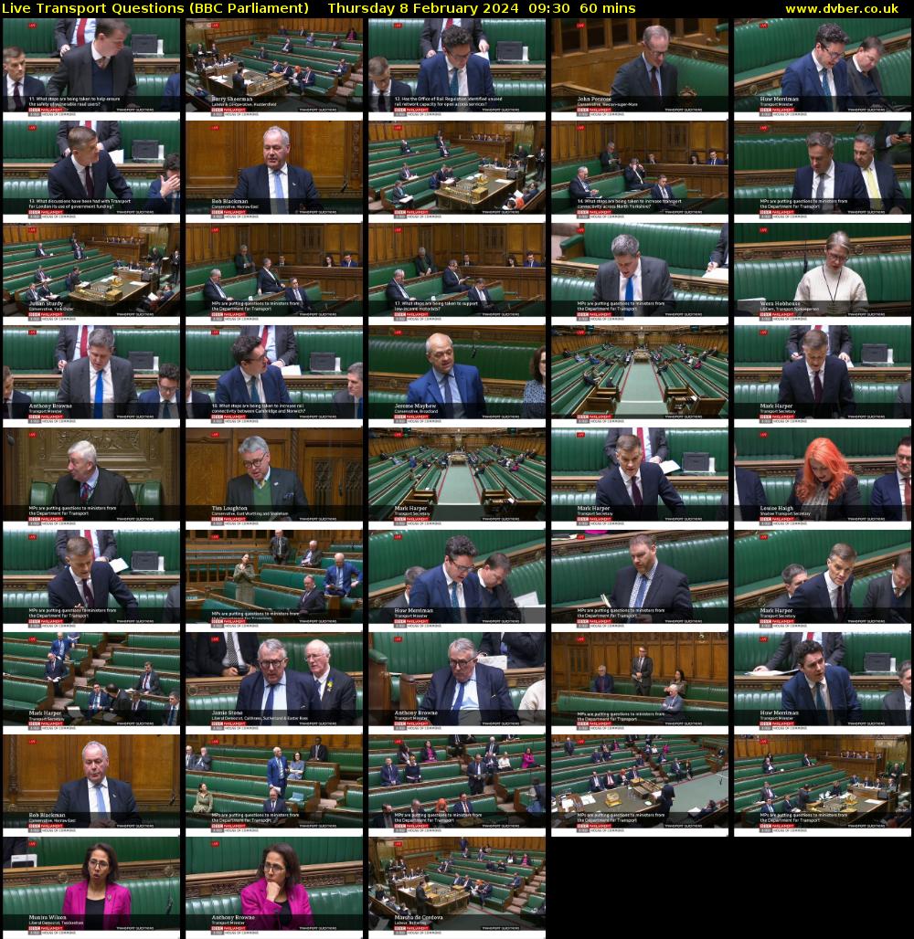 Live Transport Questions (BBC Parliament) Thursday 8 February 2024 09:30 - 10:30