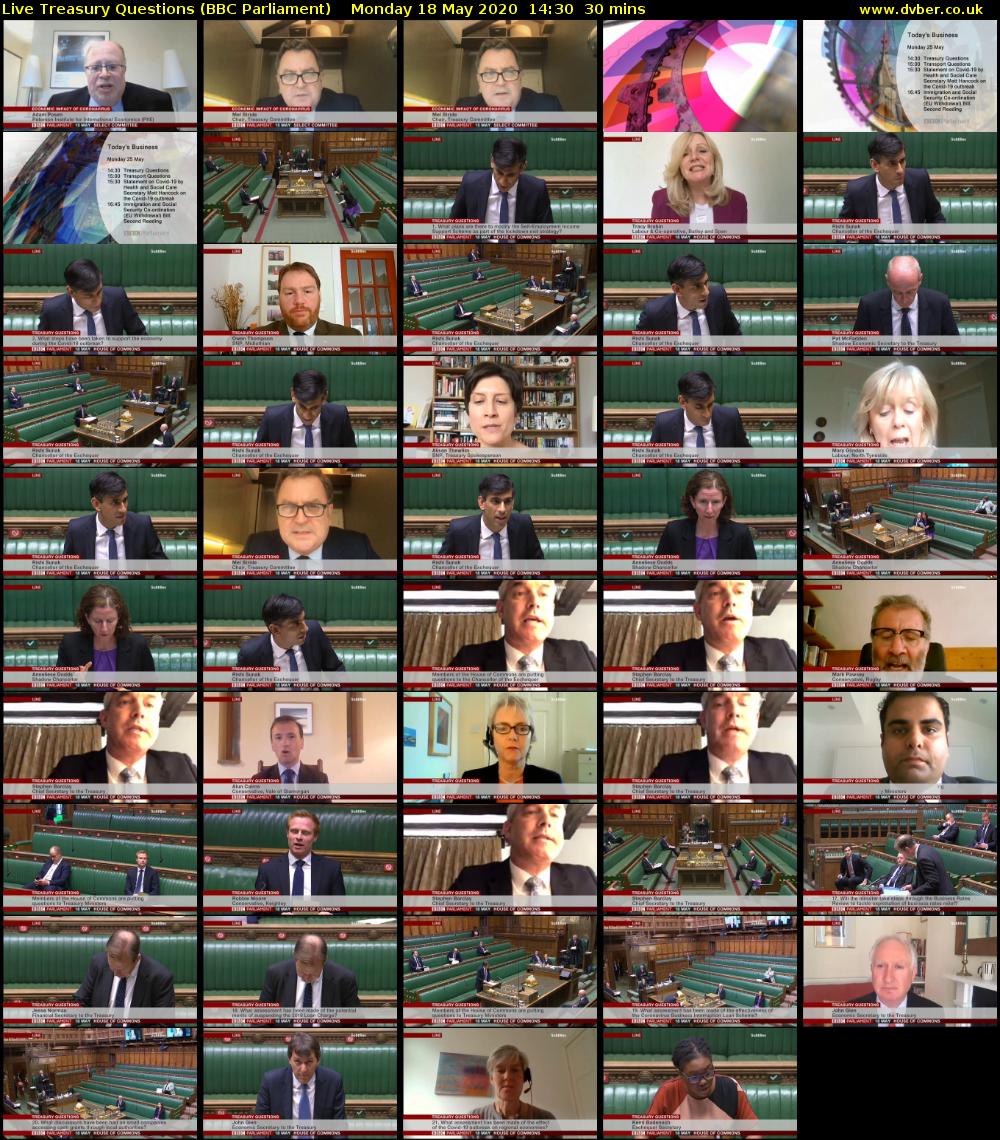 Live Treasury Questions (BBC Parliament) Monday 18 May 2020 14:30 - 15:00