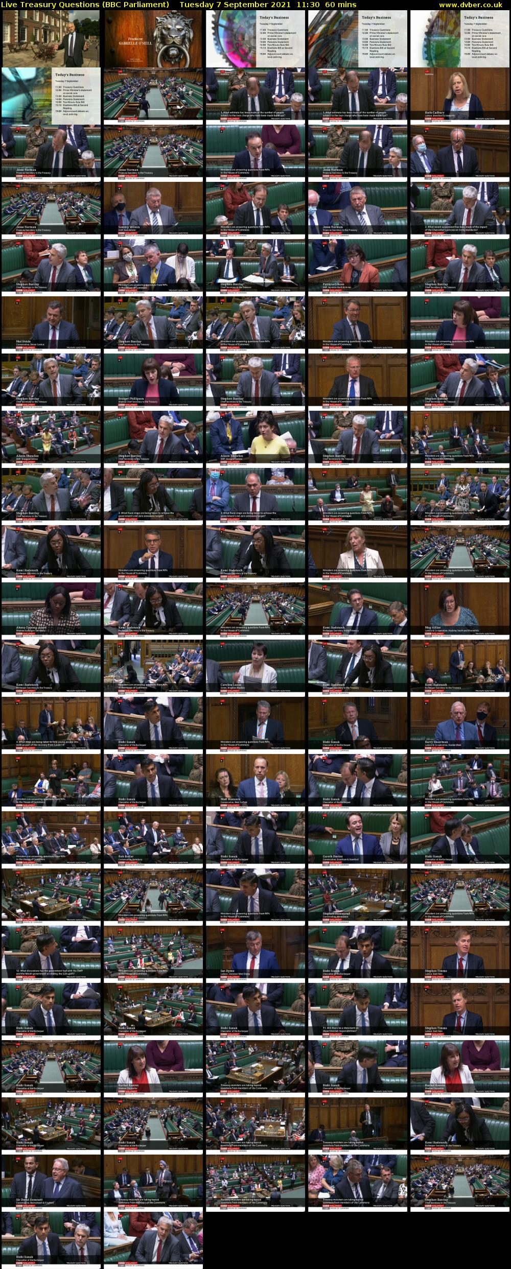 Live Treasury Questions (BBC Parliament) Tuesday 7 September 2021 11:30 - 12:30