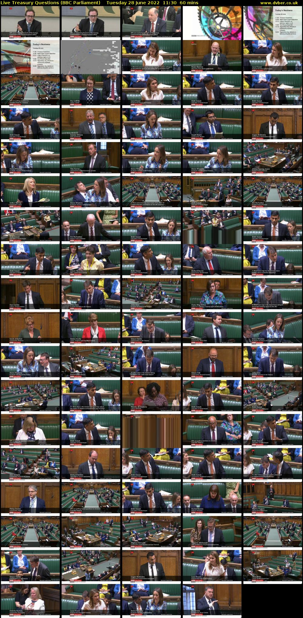 Live Treasury Questions (BBC Parliament) Tuesday 28 June 2022 11:30 - 12:30