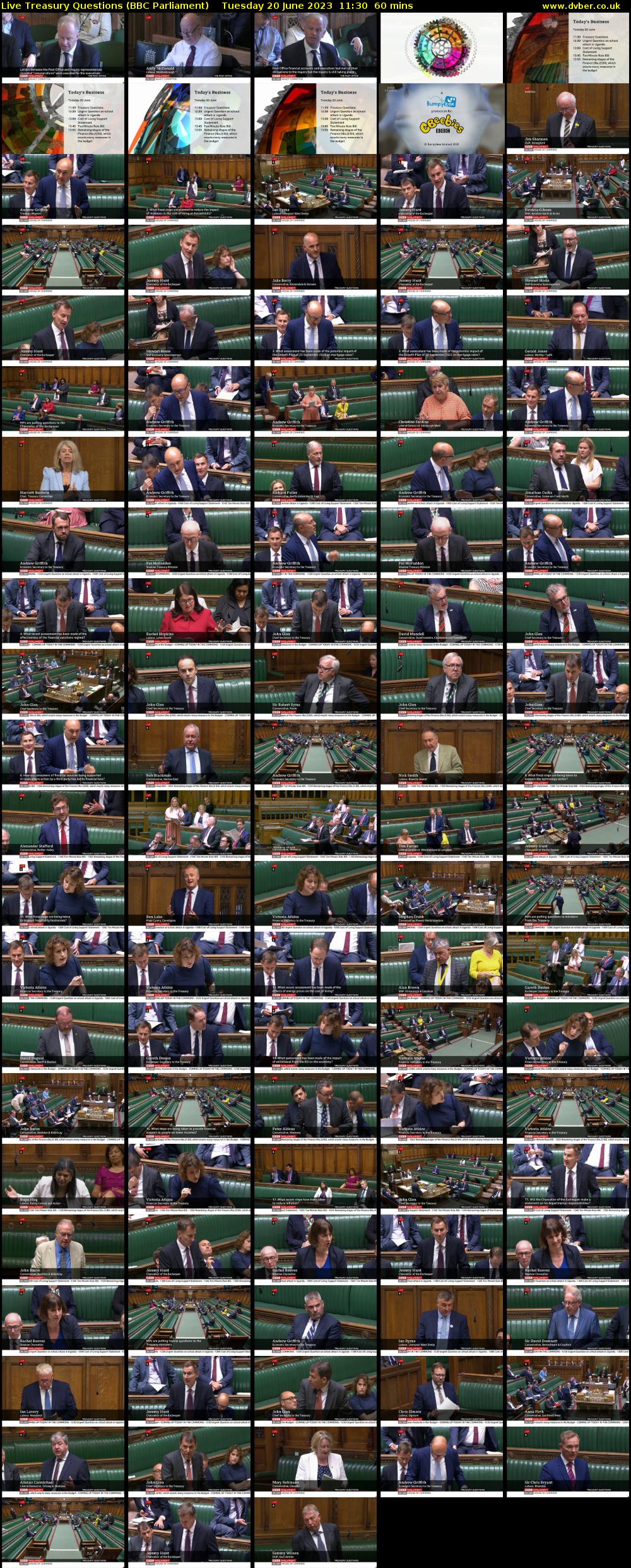 Live Treasury Questions (BBC Parliament) Tuesday 20 June 2023 11:30 - 12:30