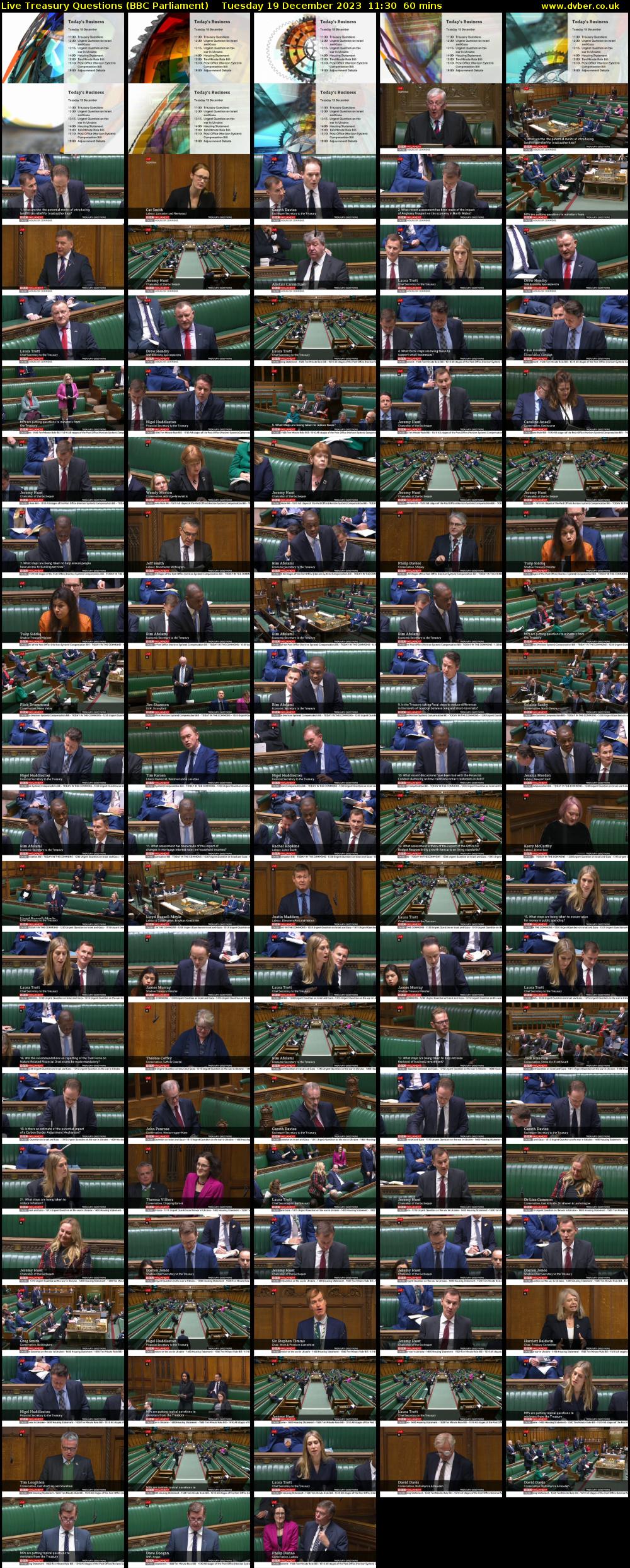 Live Treasury Questions (BBC Parliament) Tuesday 19 December 2023 11:30 - 12:30