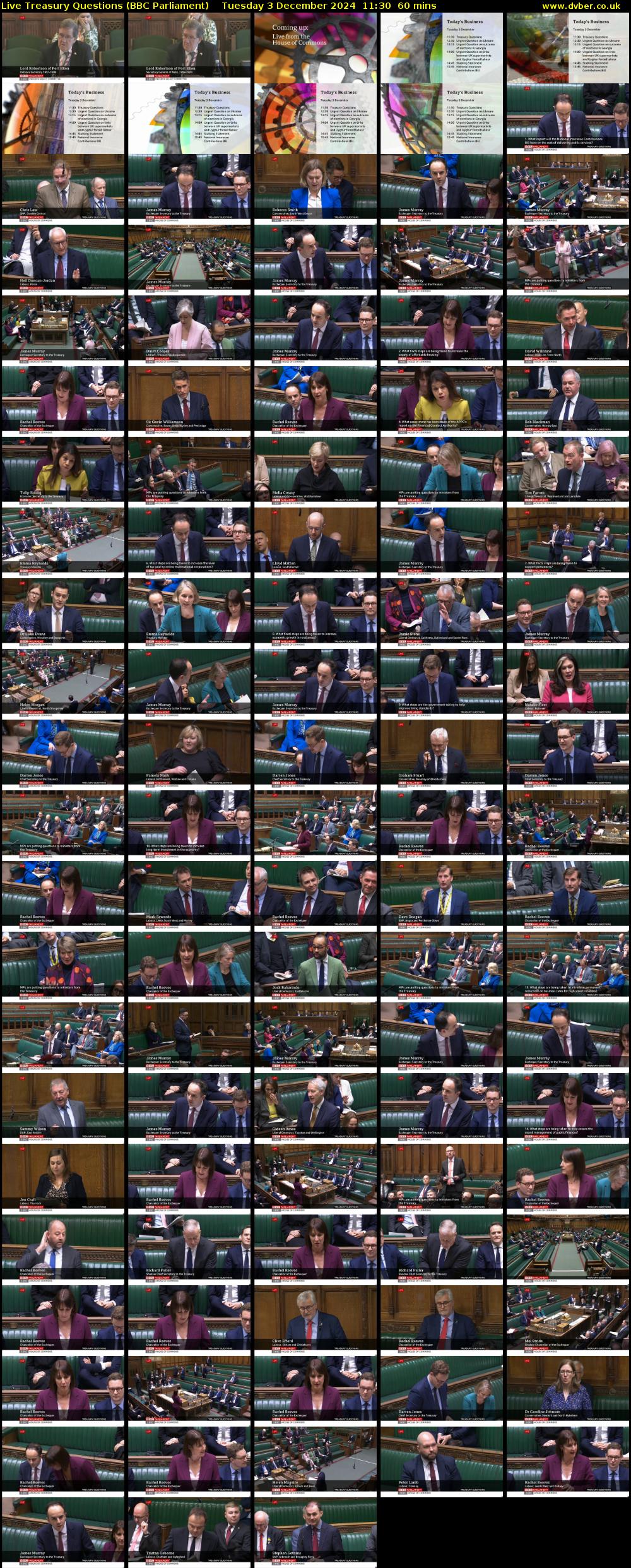 Live Treasury Questions (BBC Parliament) Tuesday 3 December 2024 11:30 - 12:30