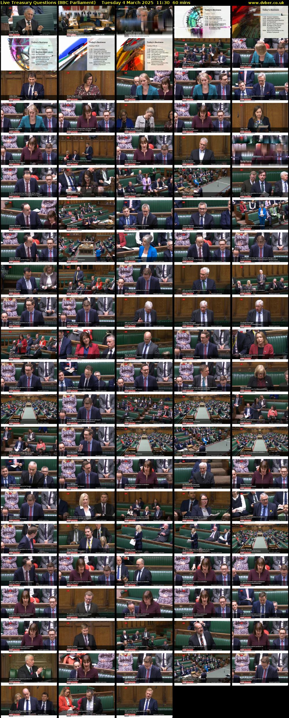 Live Treasury Questions (BBC Parliament) Tuesday 4 March 2025 11:30 - 12:30
