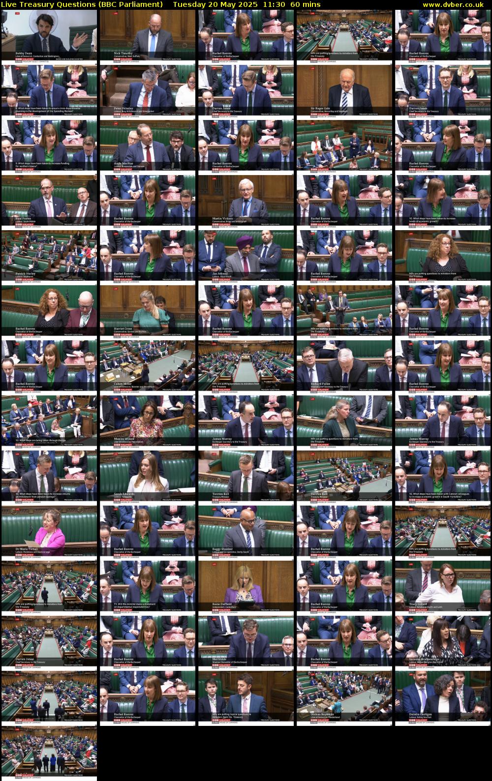 Live Treasury Questions (BBC Parliament) Tuesday 20 May 2025 11:30 - 12:30