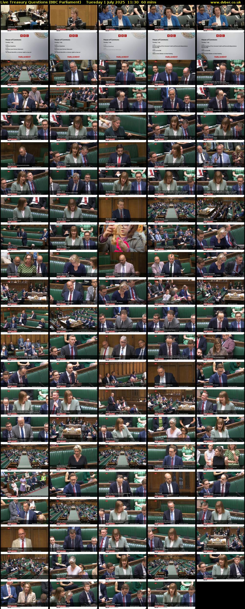 Live Treasury Questions (BBC Parliament) Tuesday 1 July 2025 11:30 - 12:30